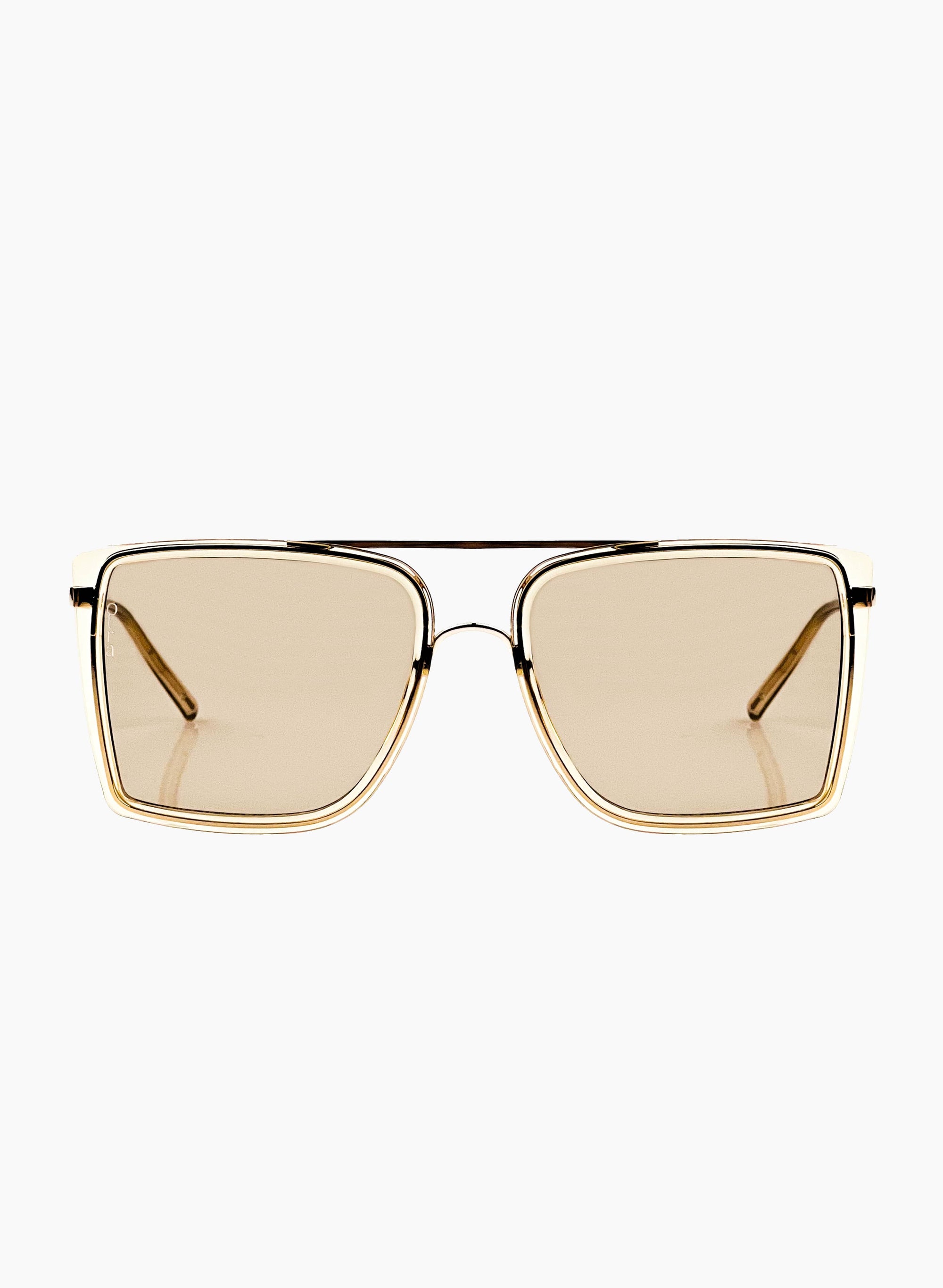 Velda oversized square aviator sunglasses in gold