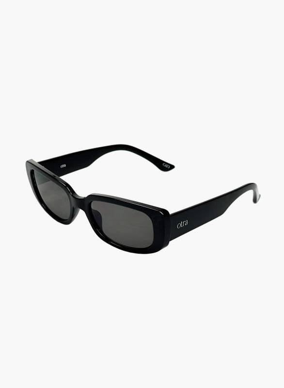 Side view of Small rectangle Backstreet sunglasses in black 