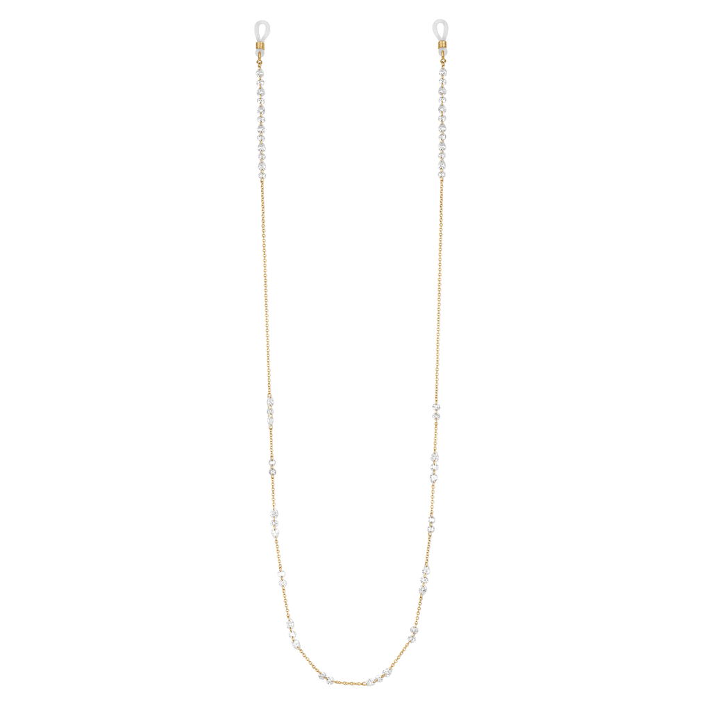 Stella White Stones Eyewear Chain - Gold