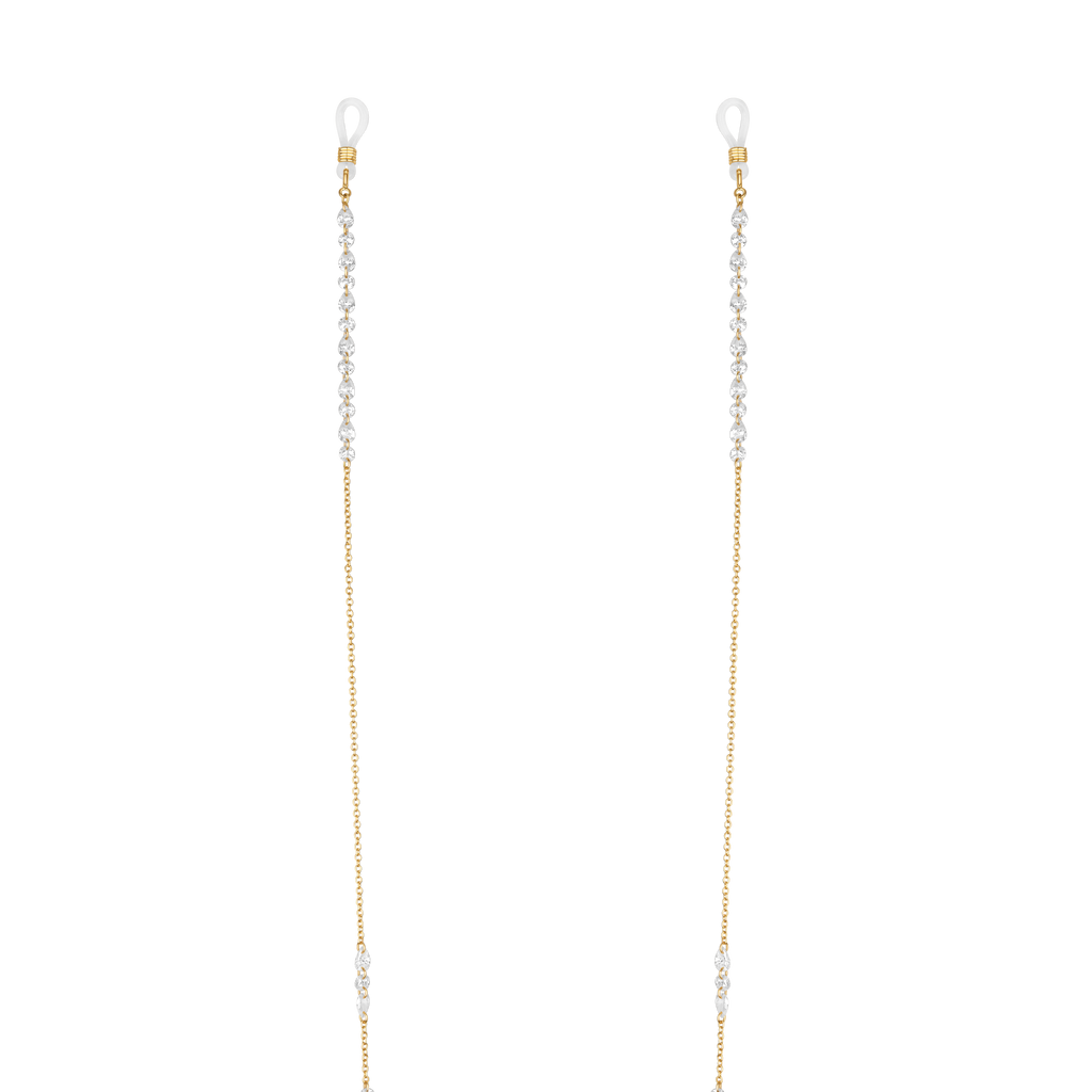 Stella White Stones Eyewear Chain - Gold