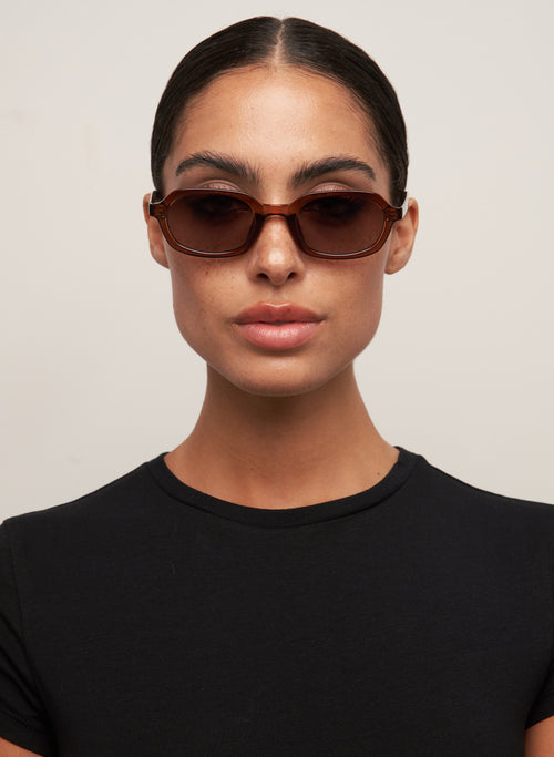 Abby Maple Hexagon Sunglasses – Green Lens – Otra Eyewear display picture 3