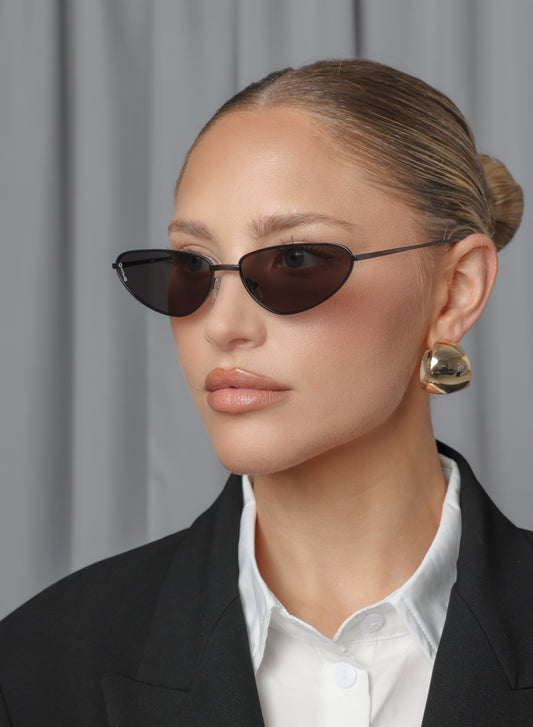 Aster black sunglasses model view