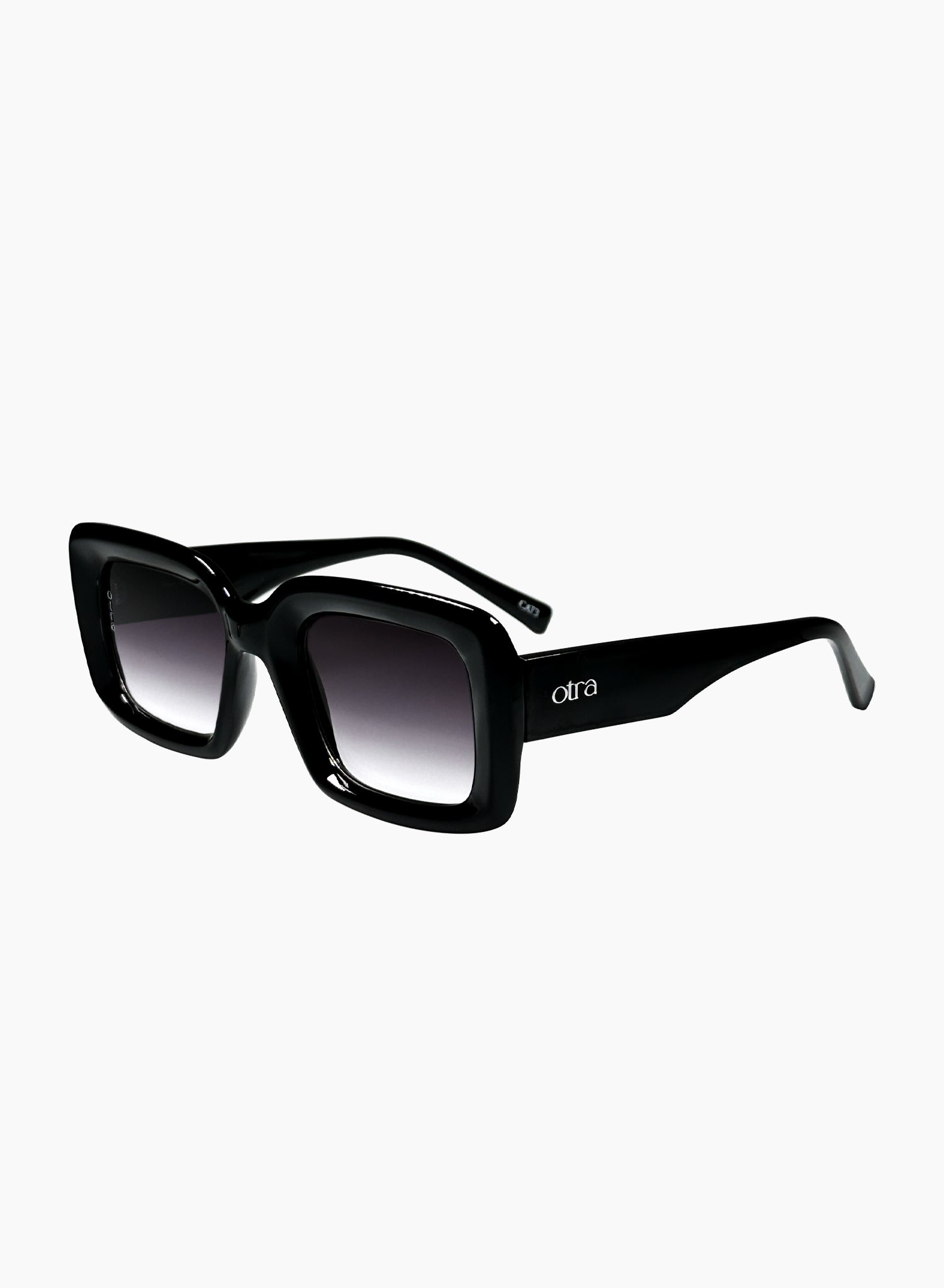Side view of Chelsea oversized rectangular sunglasses in black 
