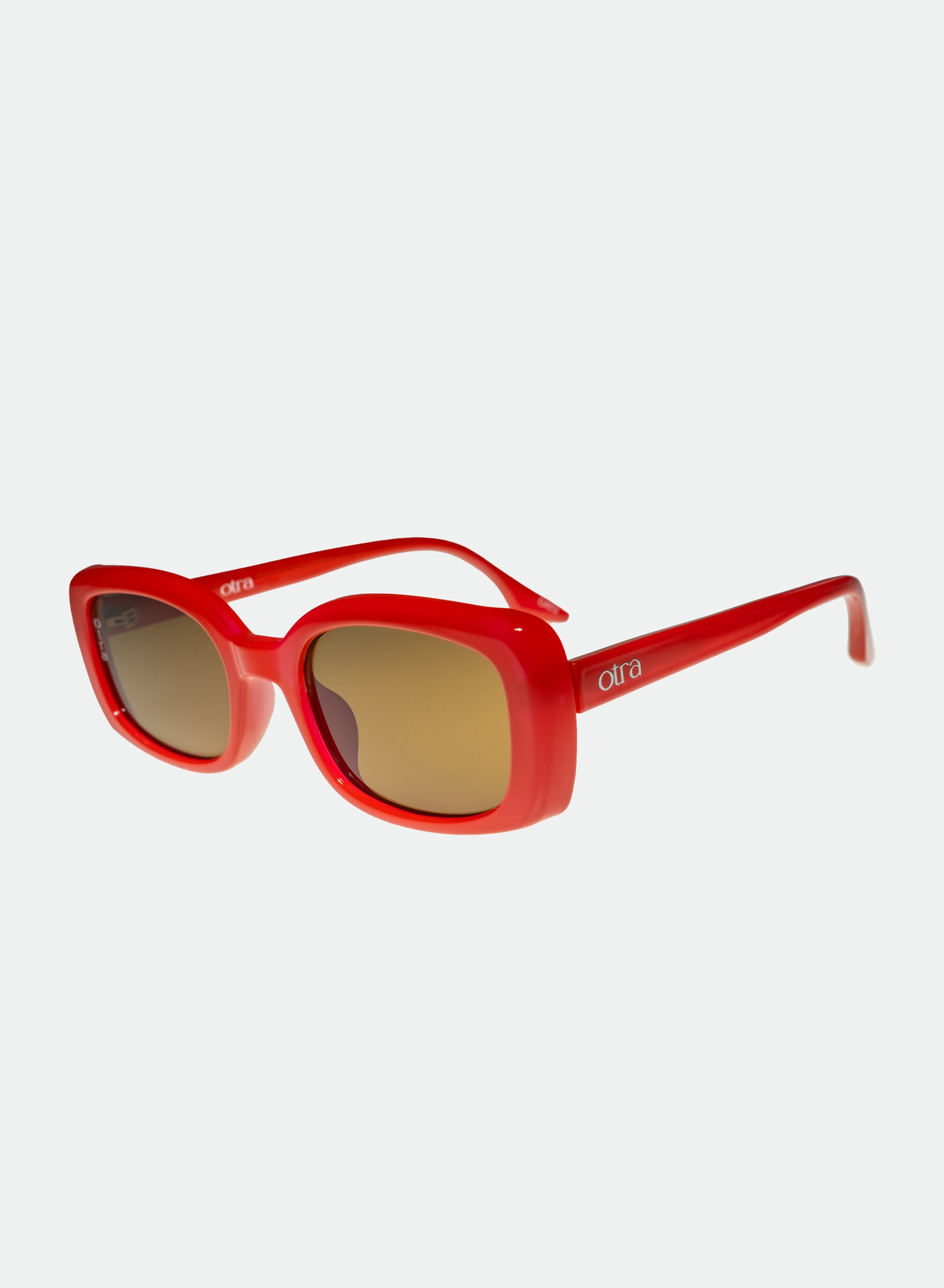 Side view of Daisy small rounded rectangle frame in red