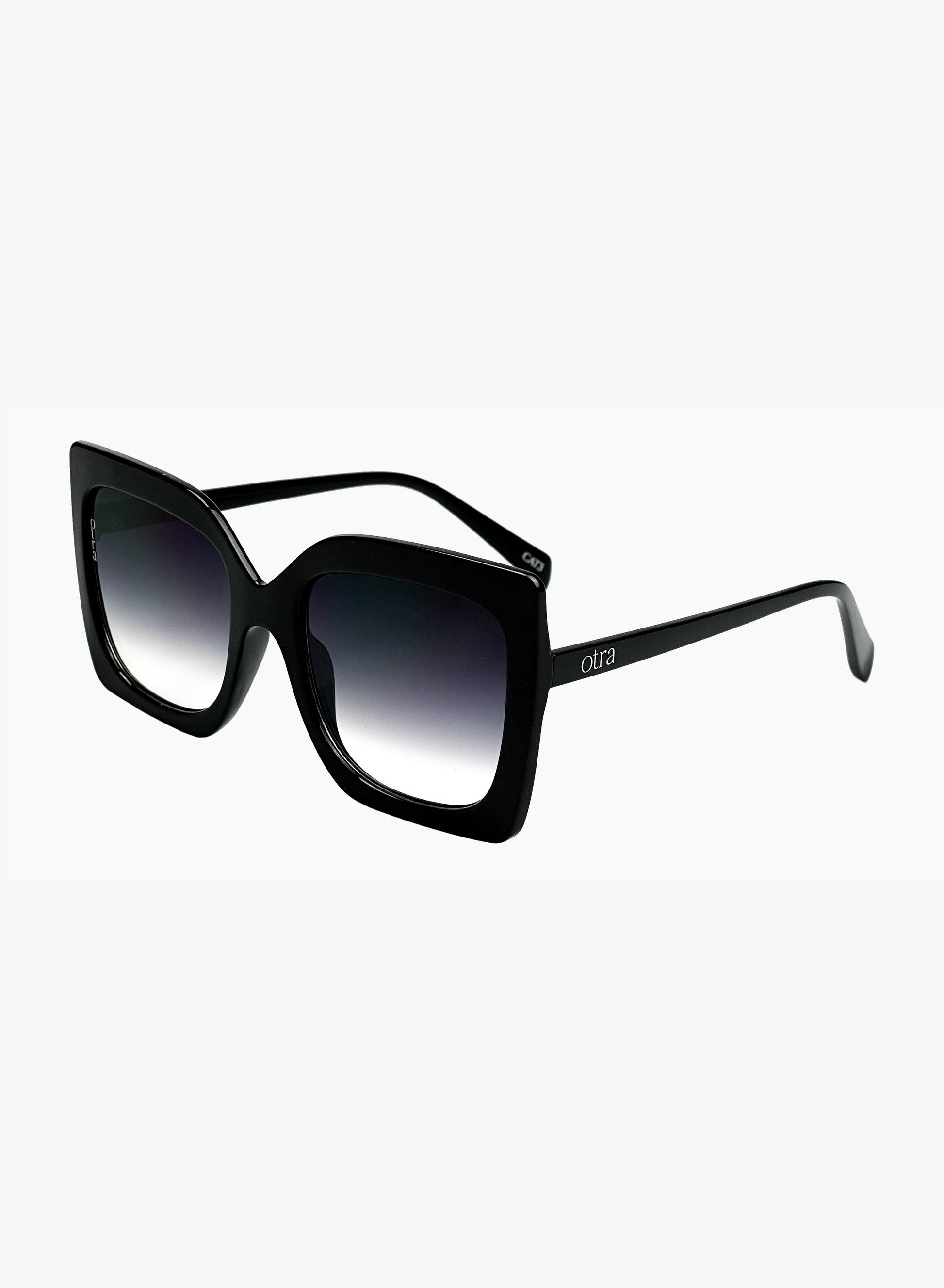 Side view of Dynasty oversized sunglasses in black