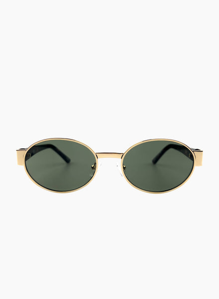 Echo Round Metal Sunglasses – Gold & Green Lens – Otra Eyewear display picture 1
