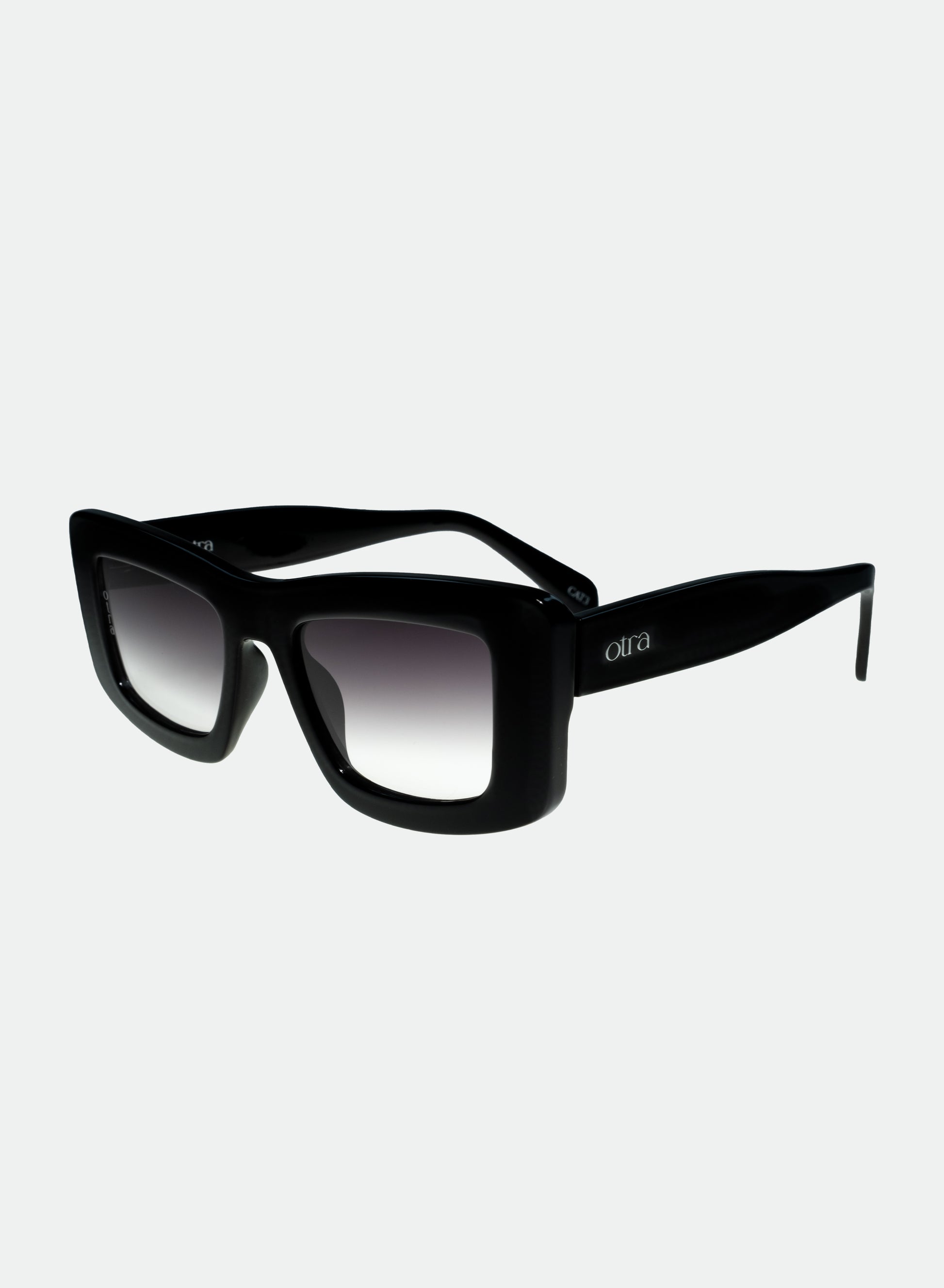 Side view of Marsha thick cat eye sunglasses in black