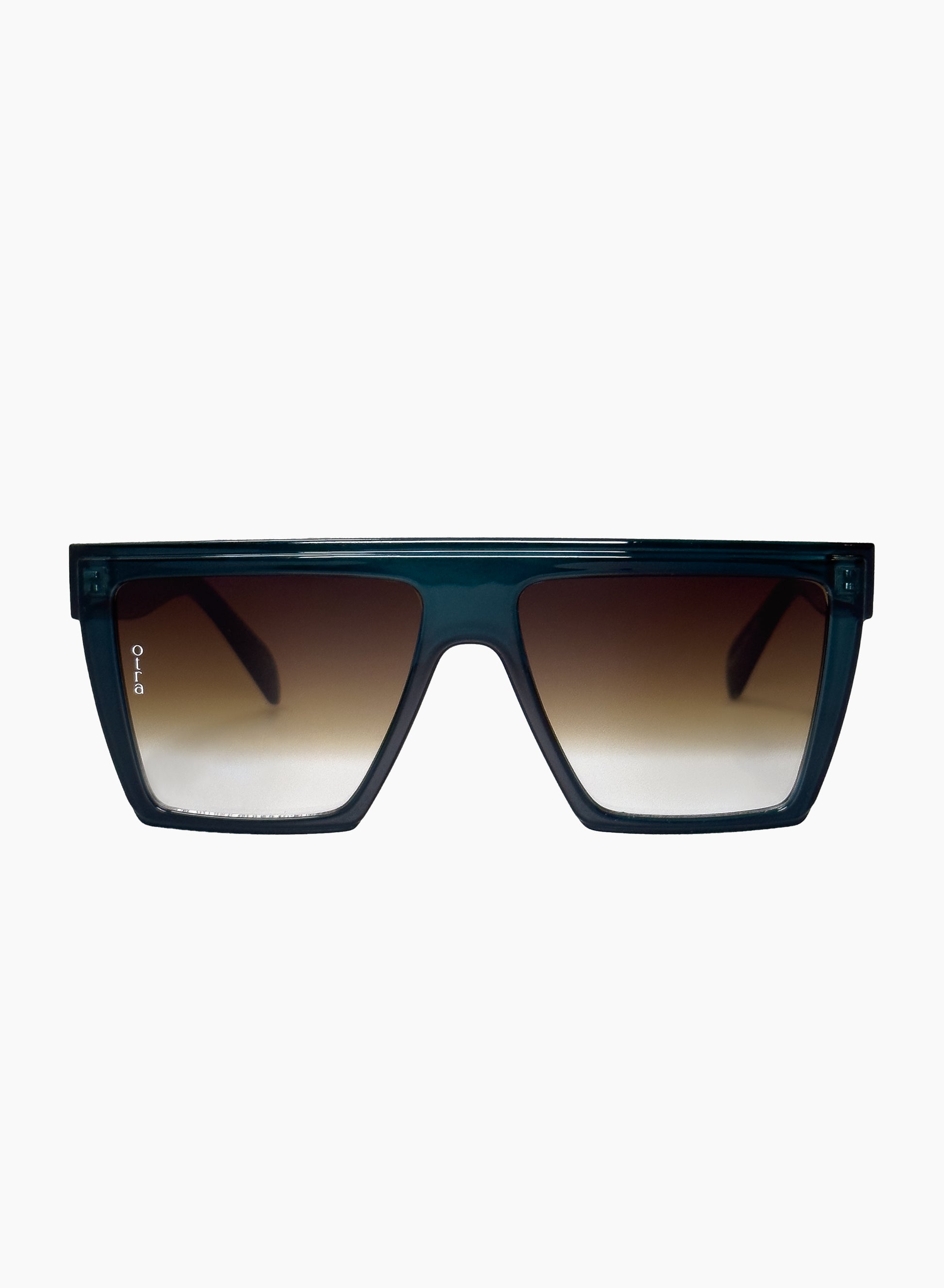 Ollie flat top shield oversized shield sunglasses in navy