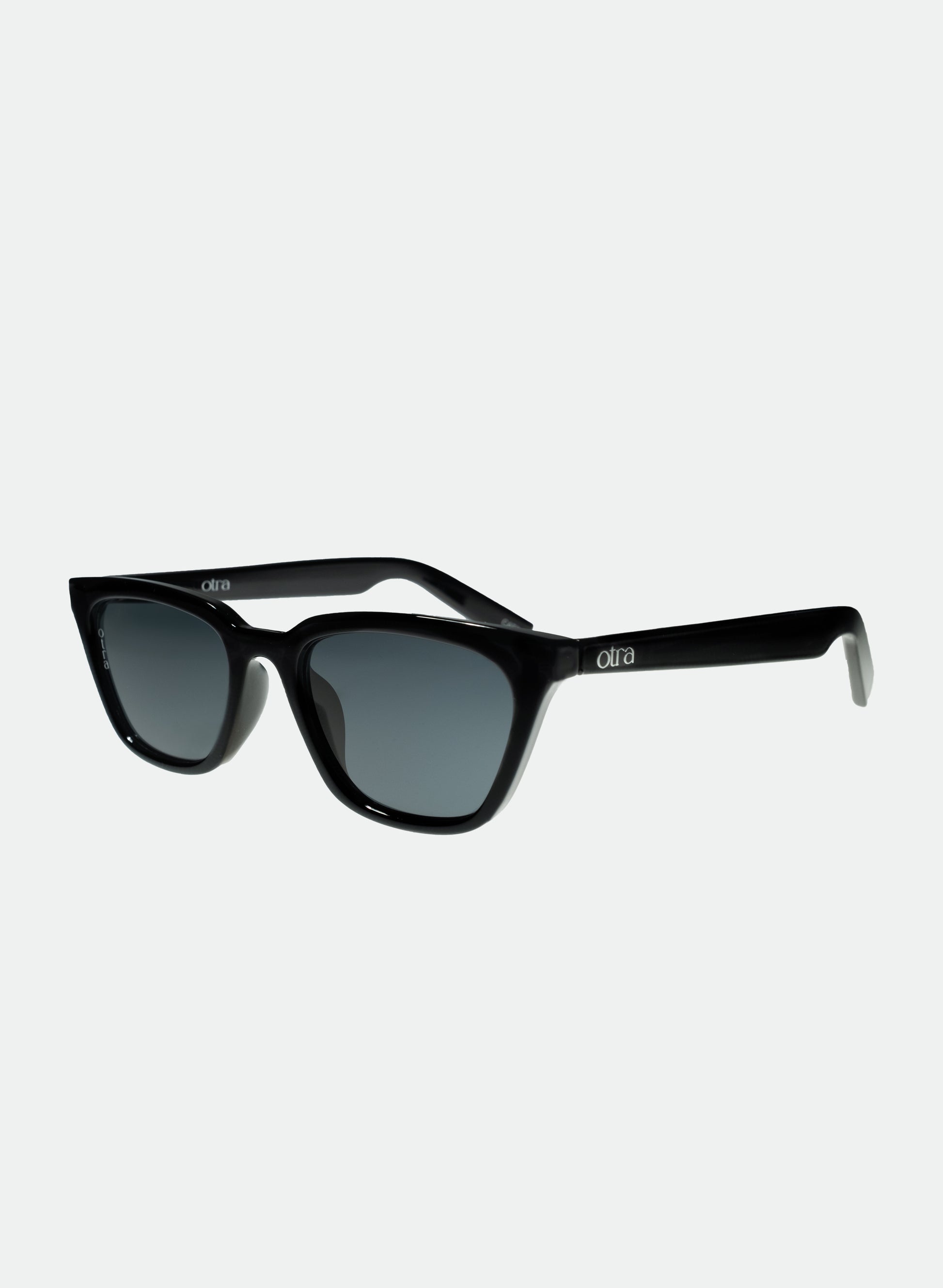 Side view of Front view of Seva sunglasses in black 