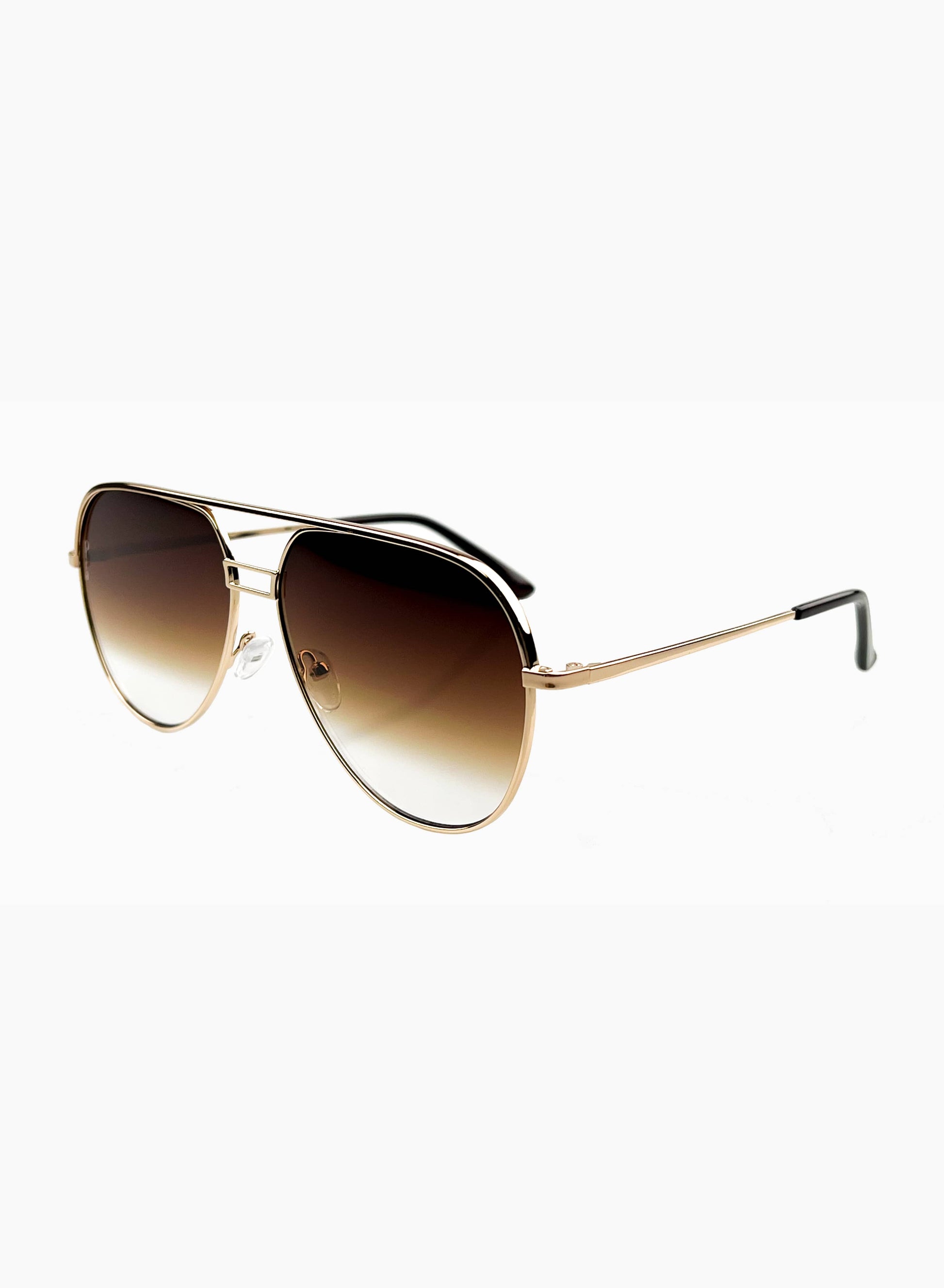 Side view of Transit aviator sunglasses in brown