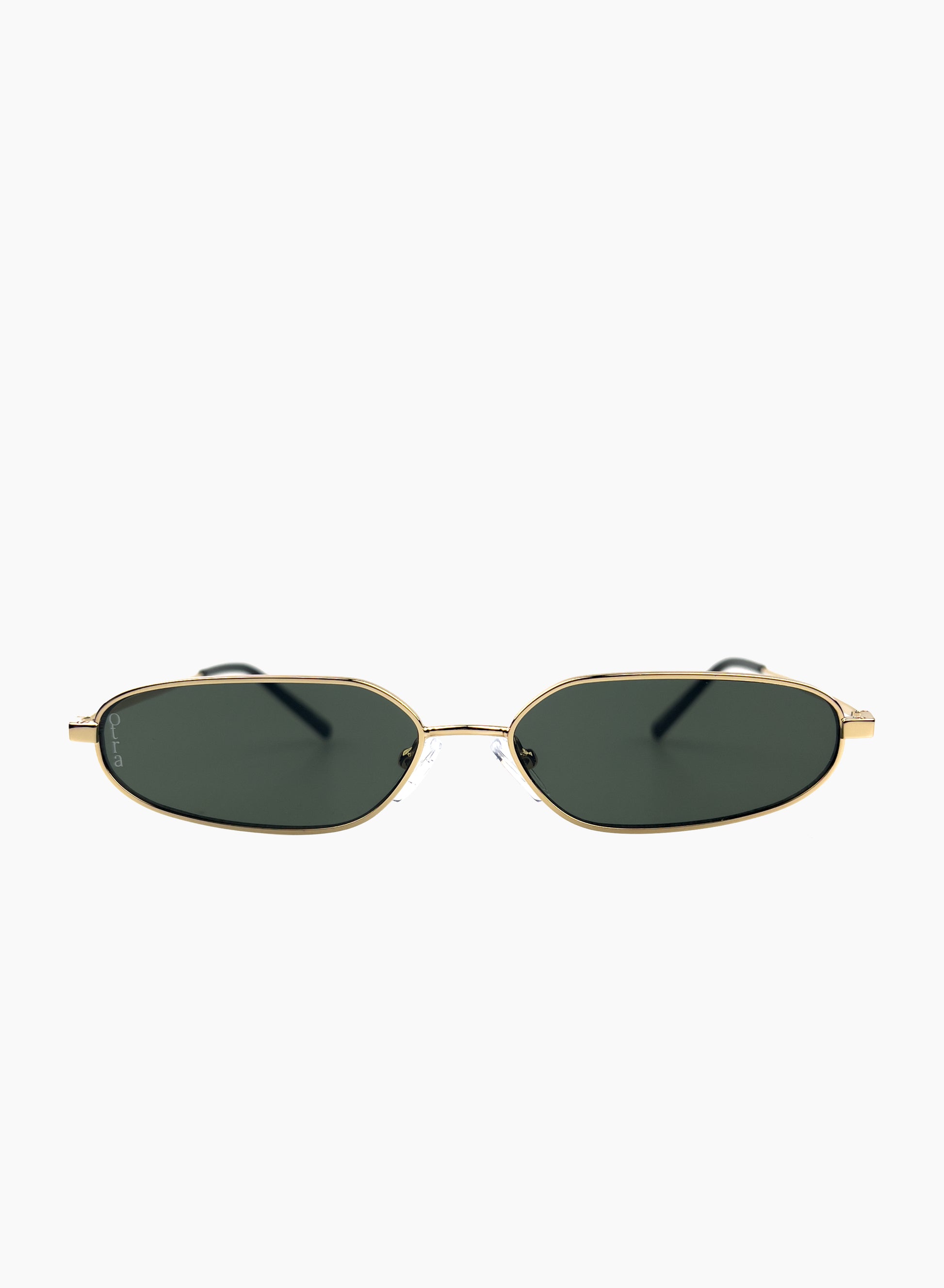 Drew metal sunglasses with gold metal frame and green lenses
