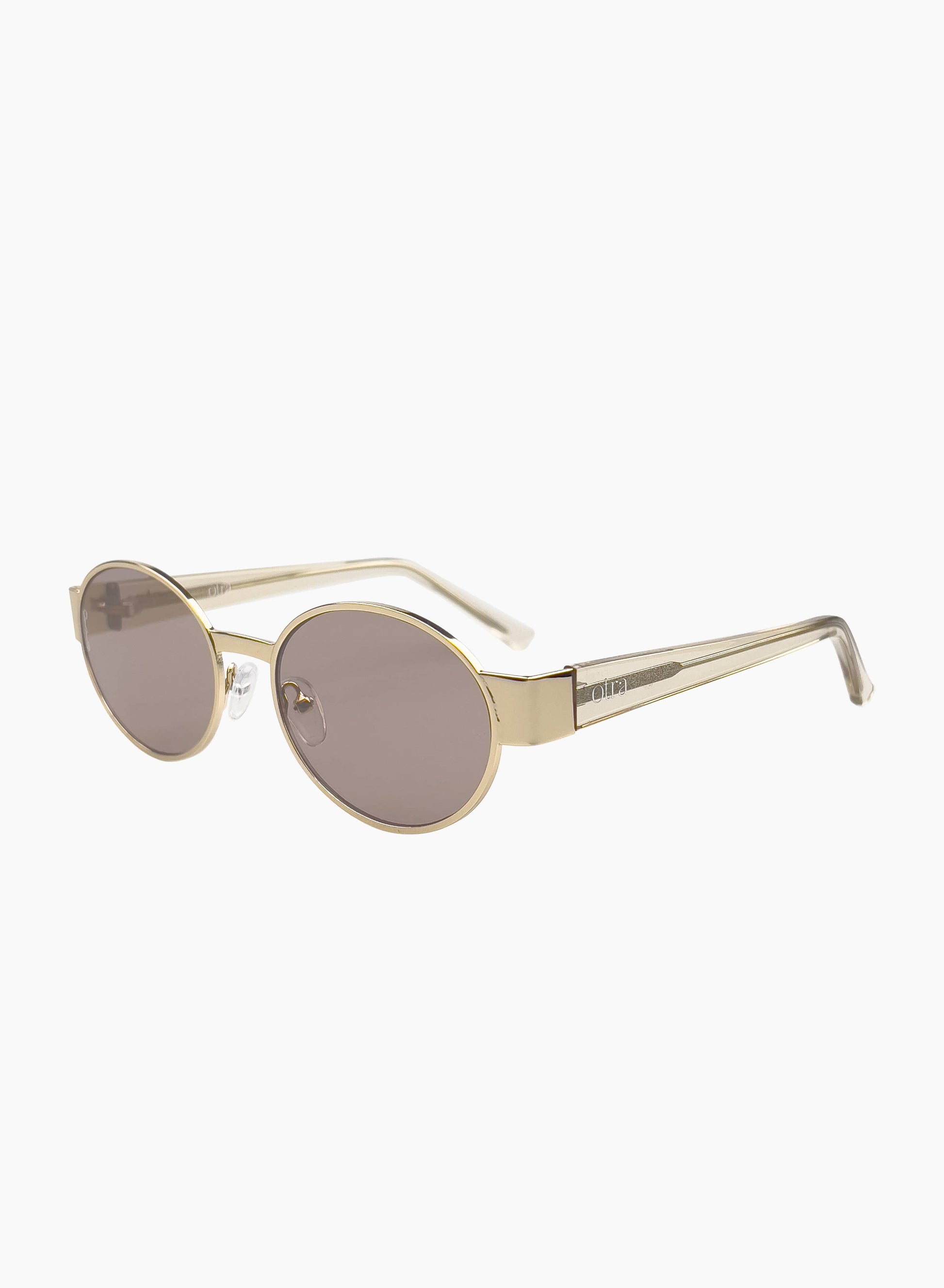 Side view of Echo gold metal sunglasses 