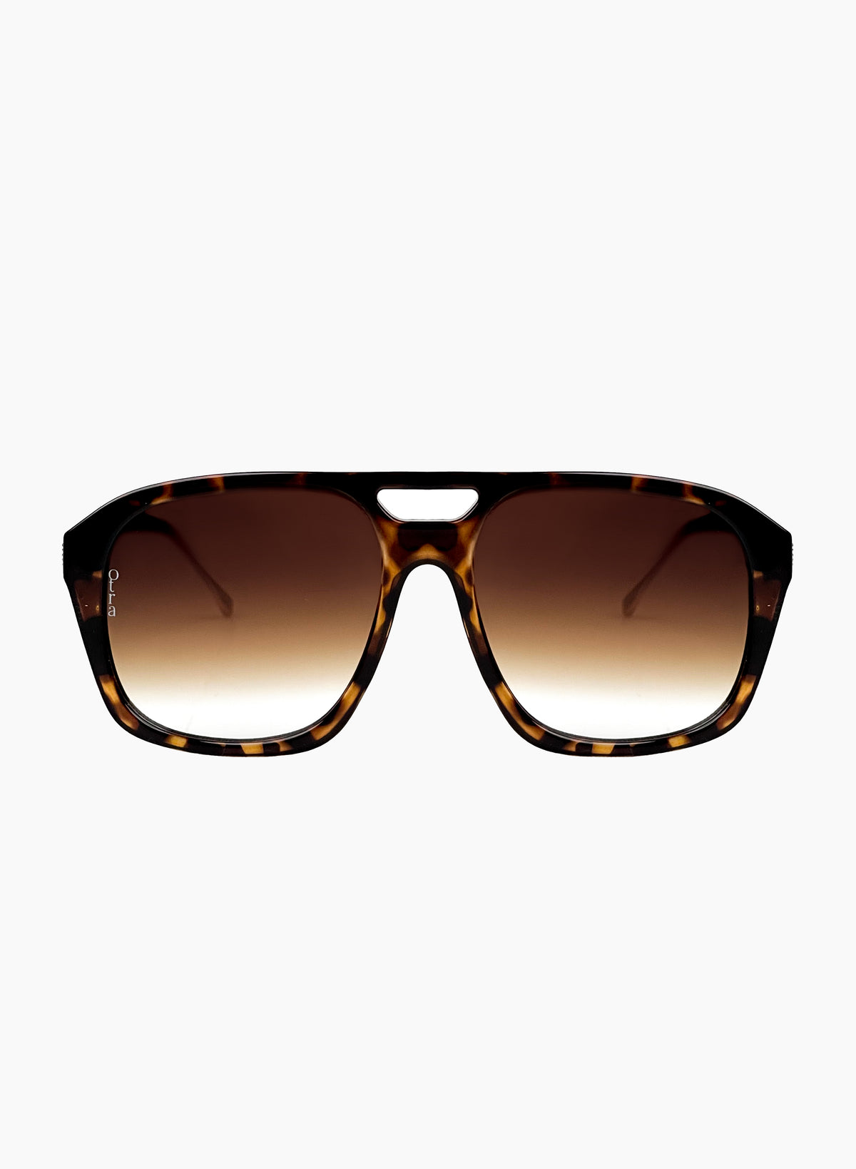 otra velda clear gold oversized squared glam retro sunglasses eyewear NEW Square Aviator Sunglasses-Transparent Maple Frame with Brown  main image 4