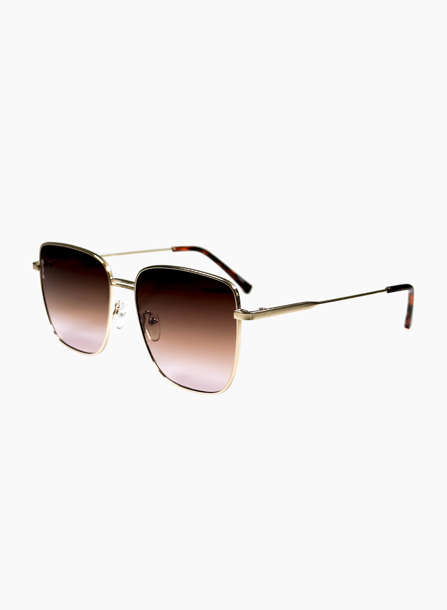 Side view of Rita oversized rectangle sunglasses in brown 