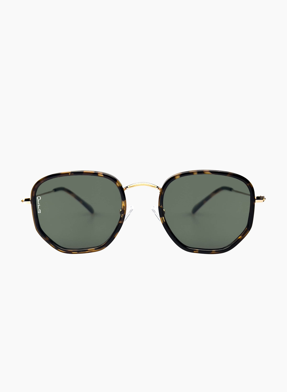 Tate Hexagonal Metal Sunglasses – Tortoiseshell & Green  display picture 2