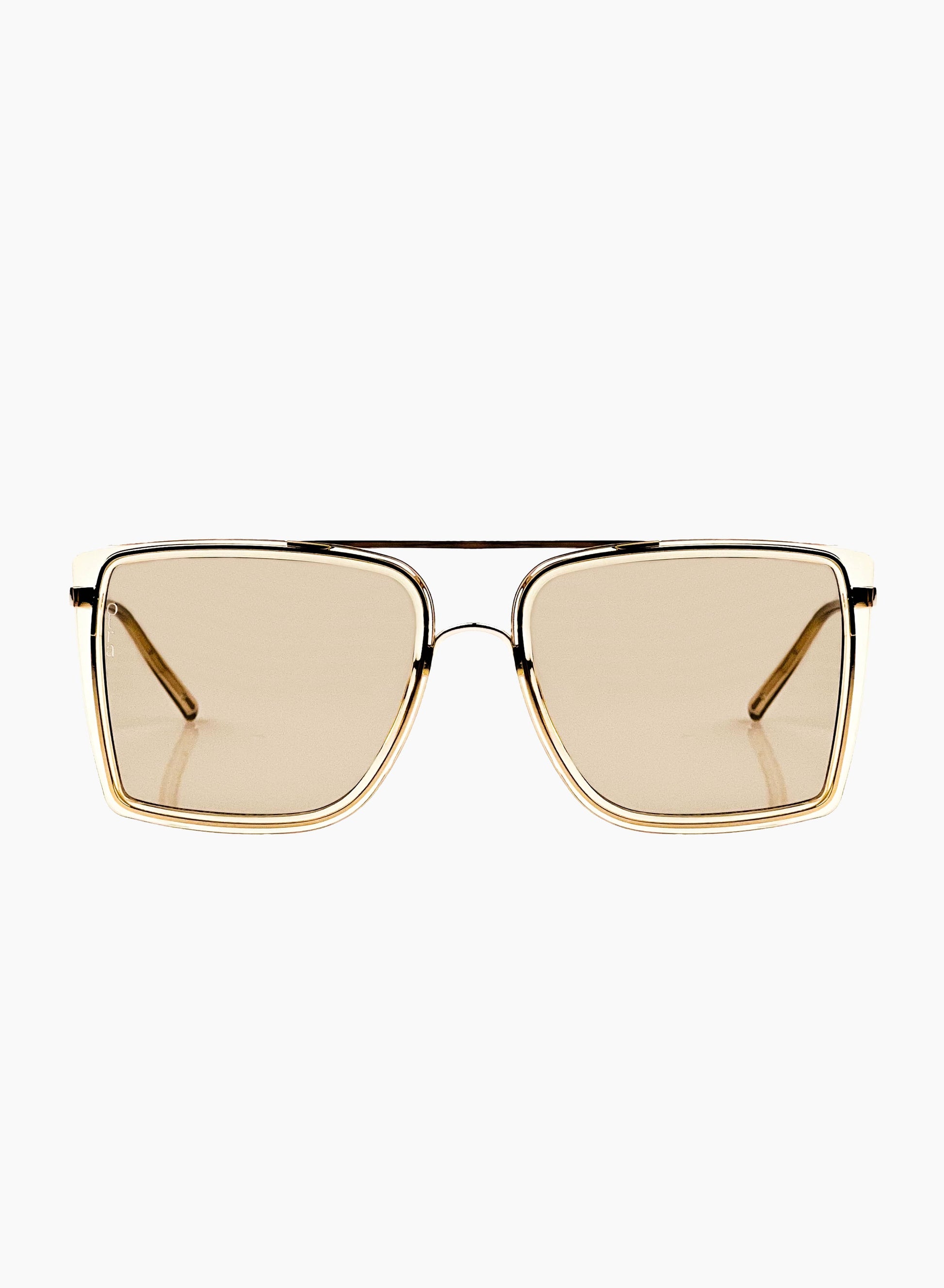 Velda oversized square aviator sunglasses in gold