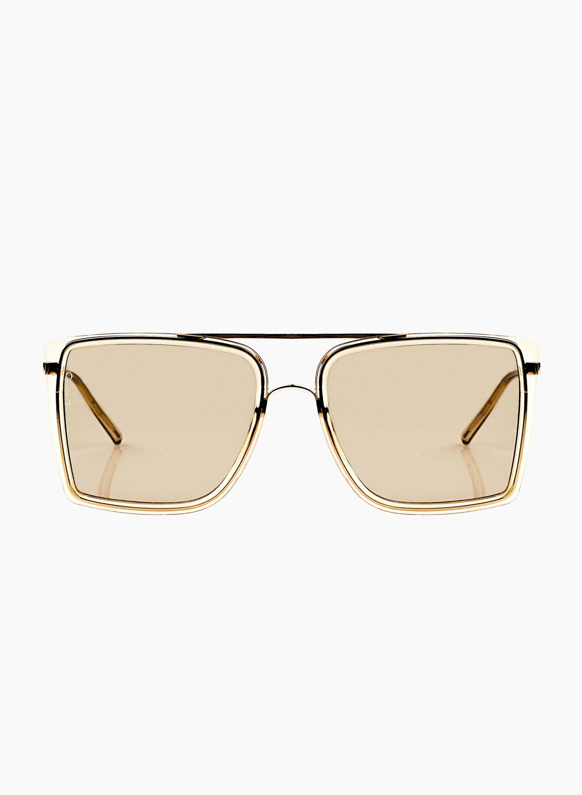 Velda Oversized Gold Metal Sunglasses – Light Brown Lens 