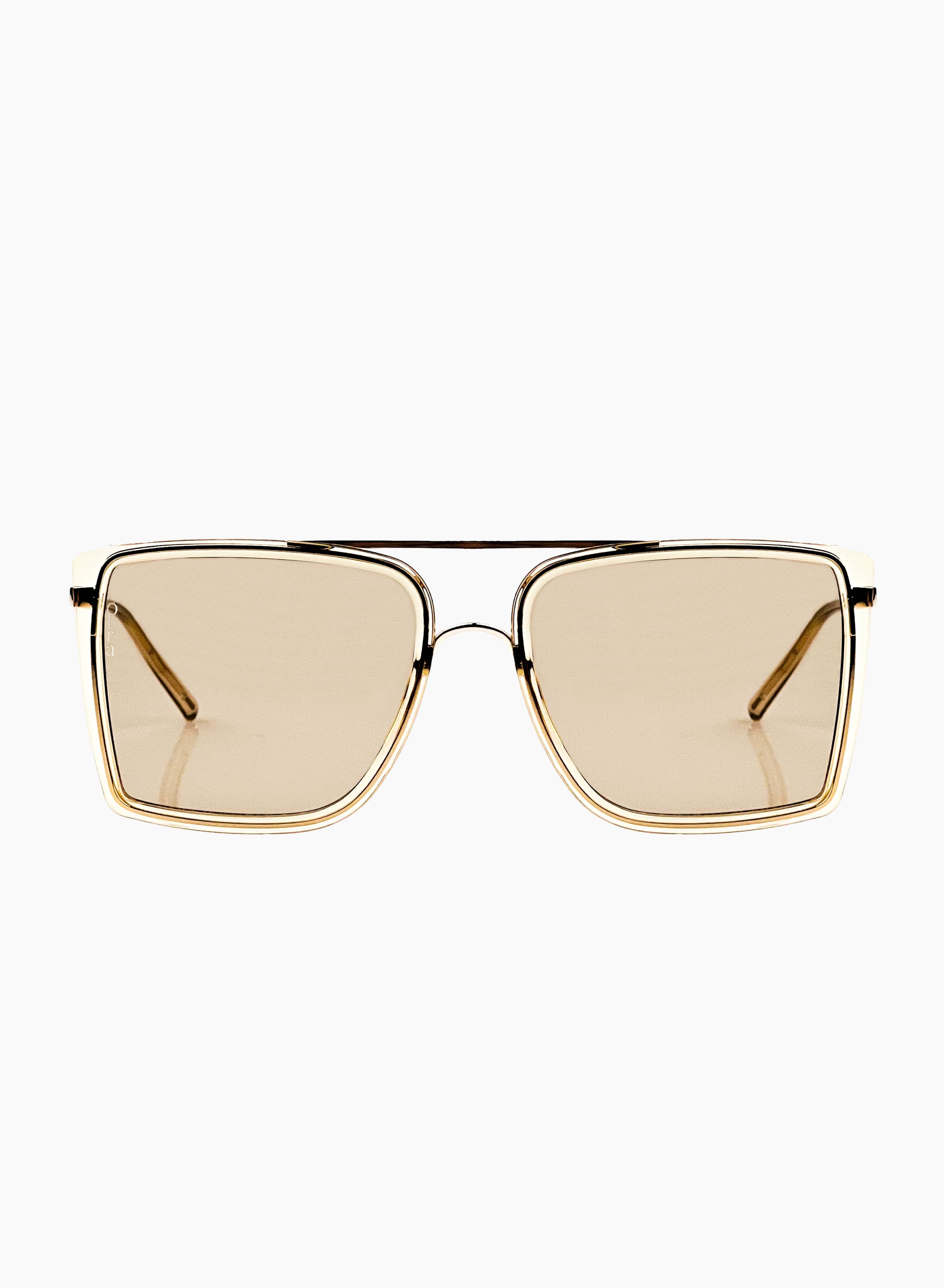 Velda oversized square aviator sunglasses in gold